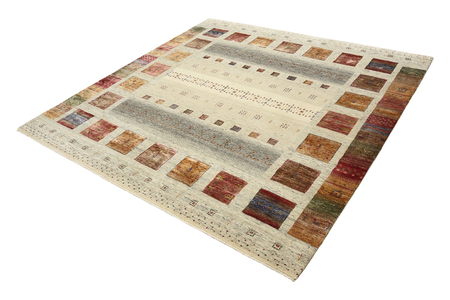 Gabbeh-tæppe - Loribaft Indus firkantet  - 206 x 205 cm - flerfarvet