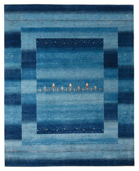 Gabbeh-tæppe - Loribaft Indus - 303 x 241 cm - havblå