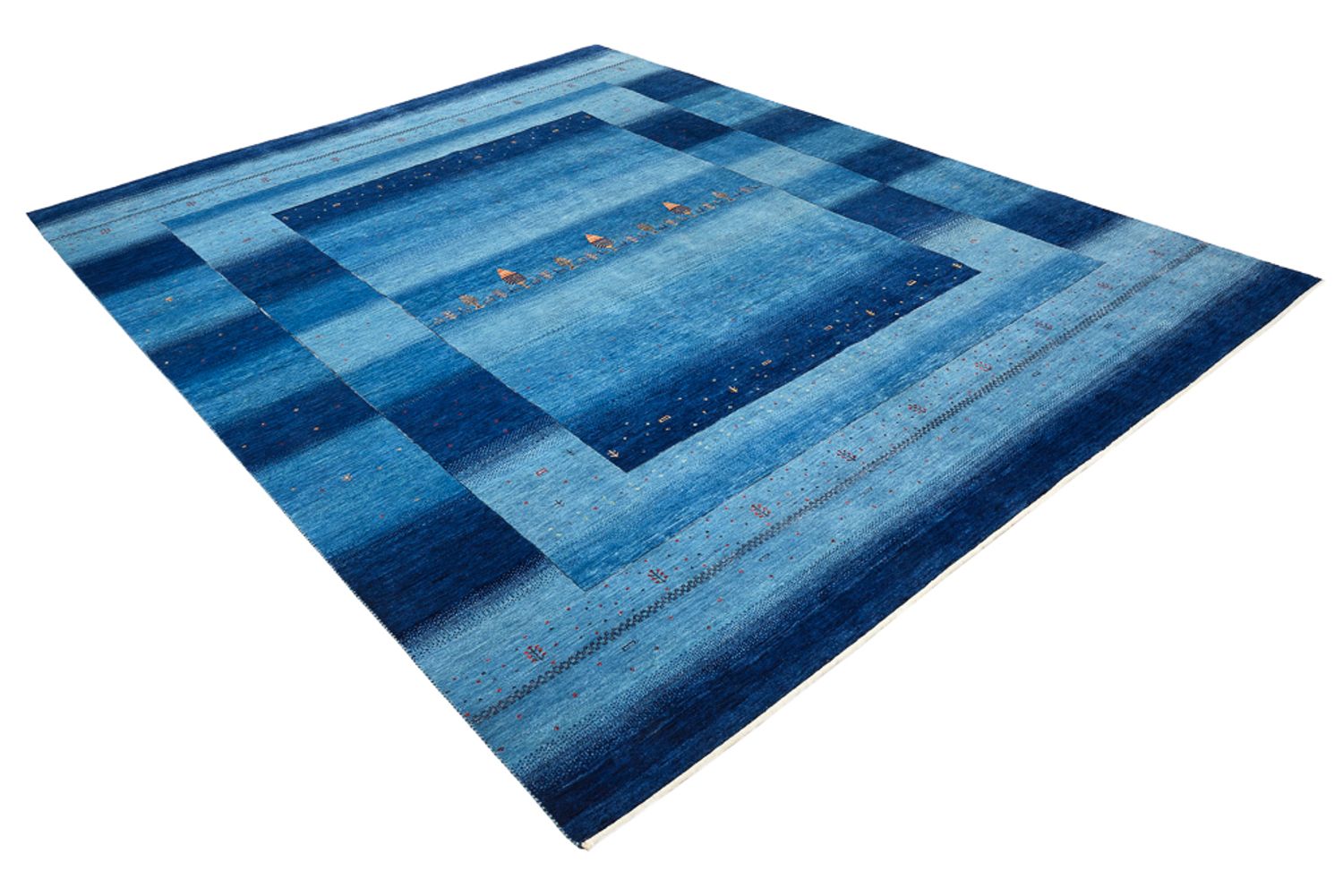 Gabbeh-tæppe - Loribaft Indus - 303 x 241 cm - havblå