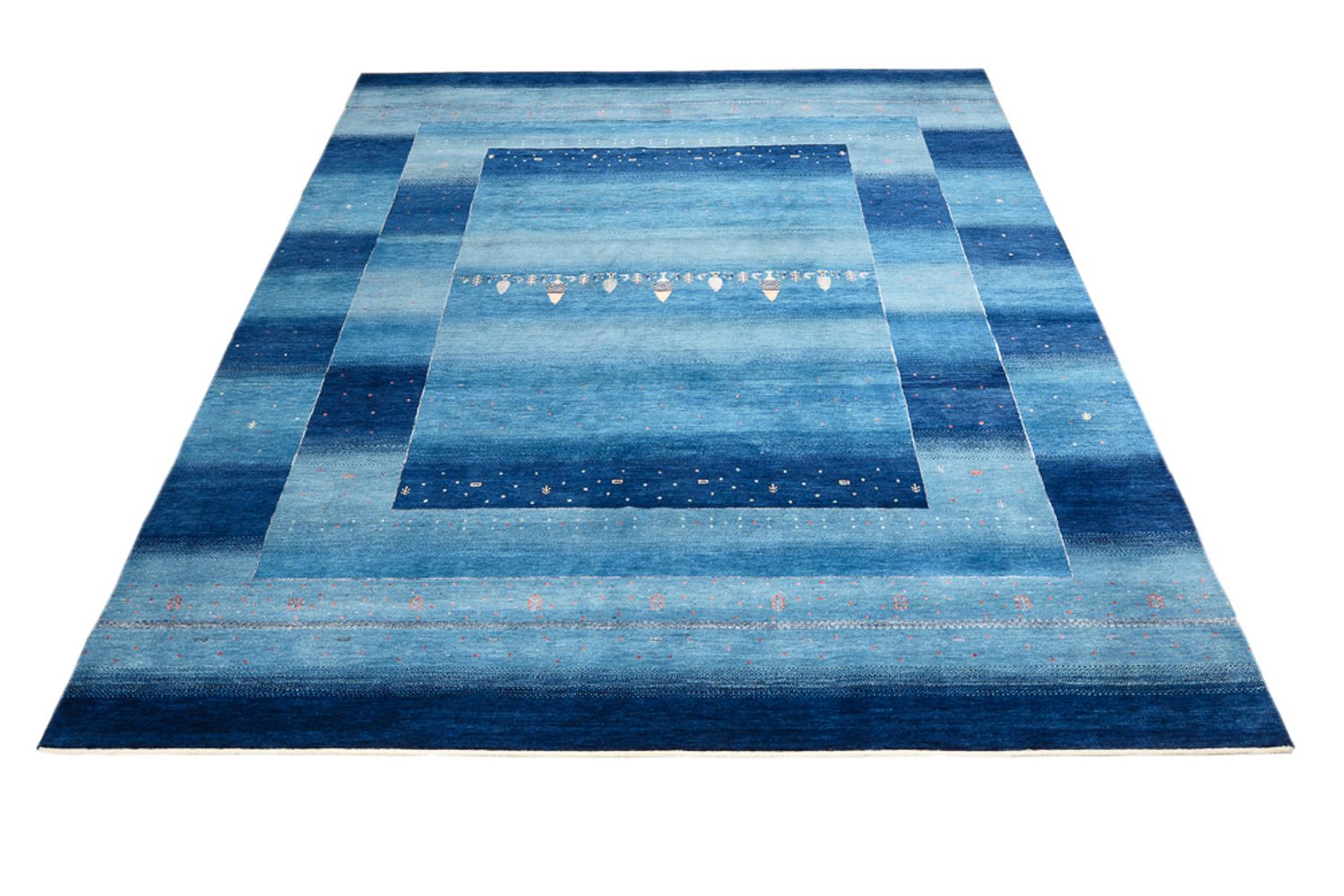 Gabbeh-tæppe - Loribaft Indus - 303 x 241 cm - havblå