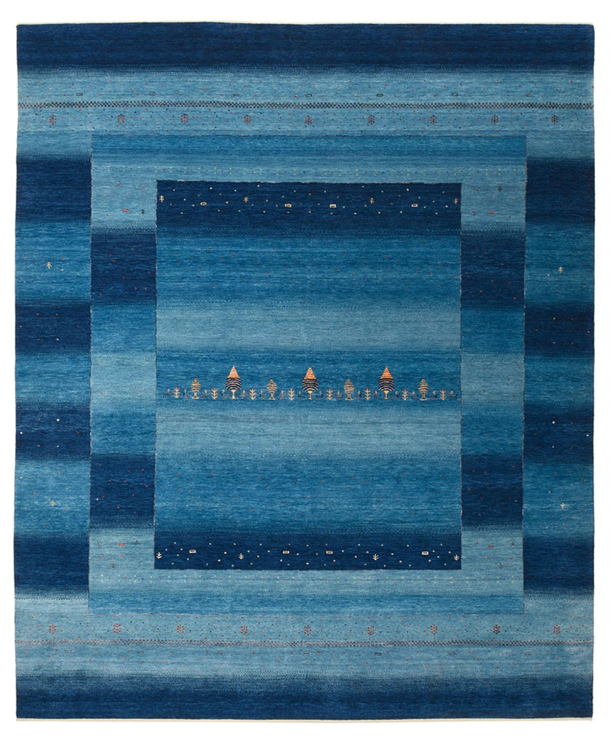 Gabbeh-tæppe - Loribaft Indus - 299 x 250 cm - havblå