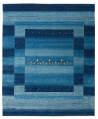 Gabbeh-tæppe - Loribaft Indus - 299 x 250 cm - havblå