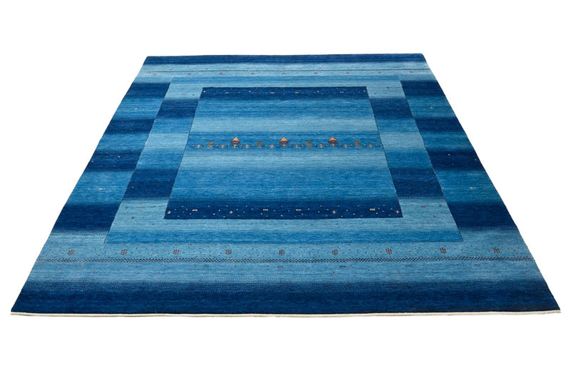 Gabbeh-tæppe - Loribaft Indus - 299 x 250 cm - havblå