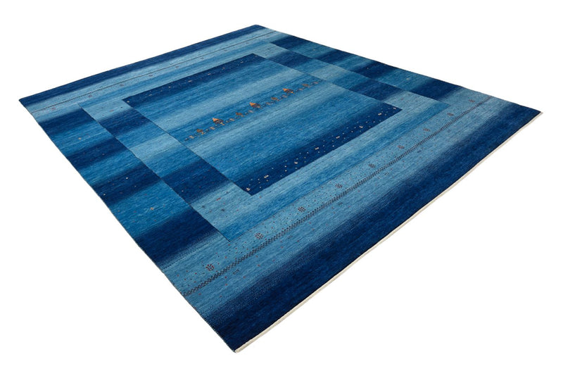 Gabbeh-tæppe - Loribaft Indus - 299 x 250 cm - havblå
