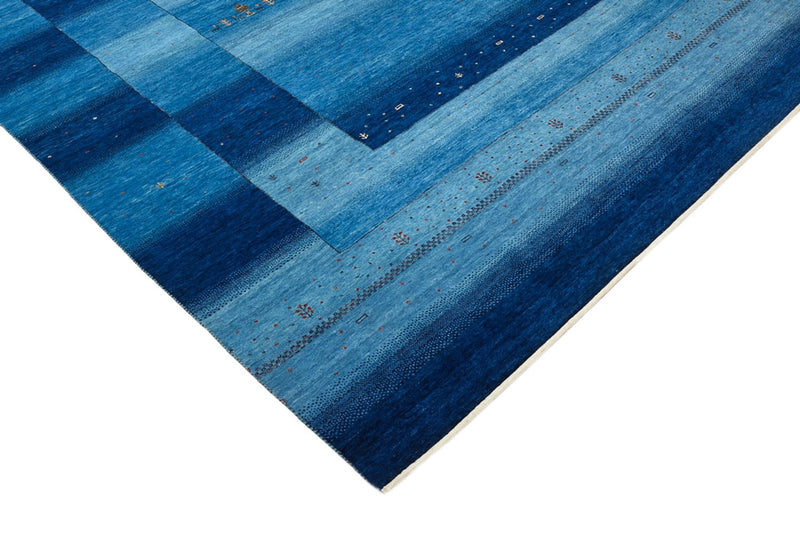 Gabbeh-tæppe - Loribaft Indus - 299 x 250 cm - havblå