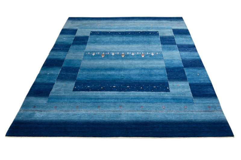 Gabbeh-tæppe - Loribaft Indus - 299 x 250 cm - havblå