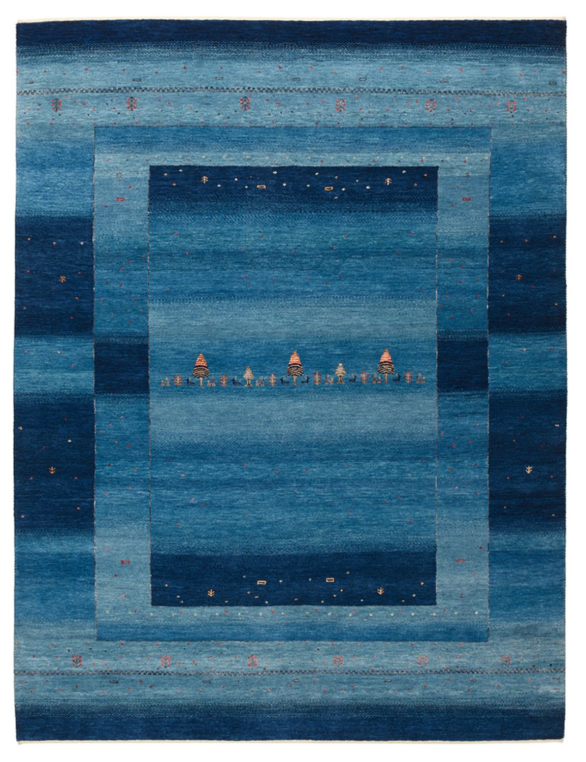 Gabbeh-tæppe - Loribaft Indus - 232 x 177 cm - havblå
