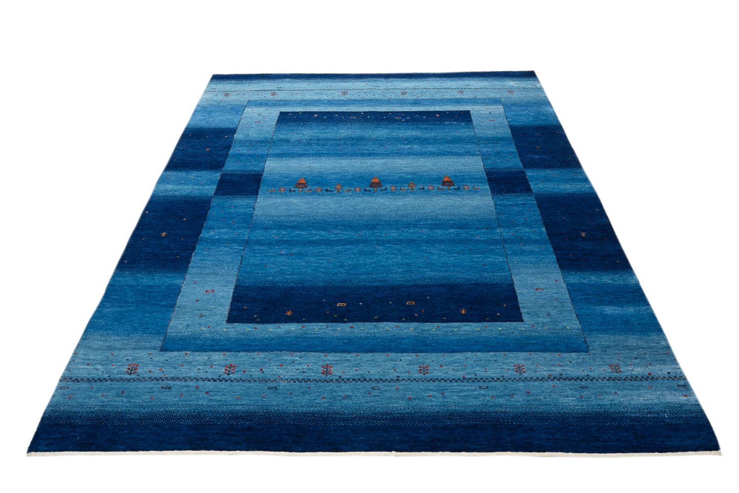 Gabbeh-tæppe - Loribaft Indus - 232 x 177 cm - havblå