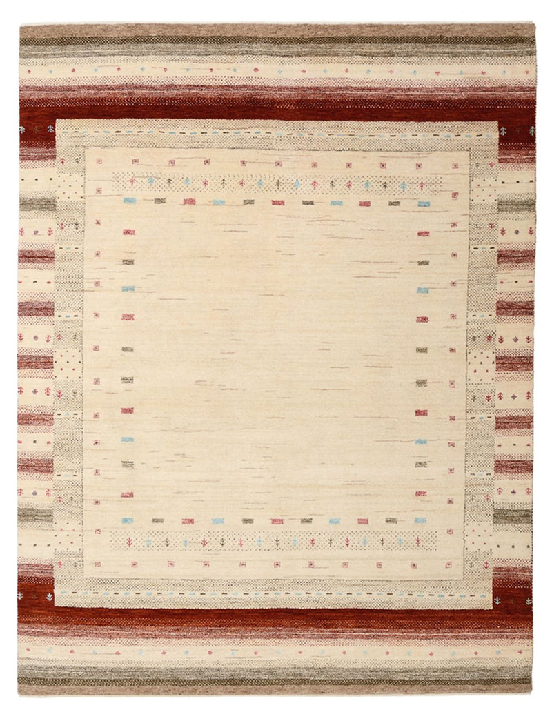 Gabbeh-tæppe - Loribaft Indus - 199 x 155 cm - lys beige