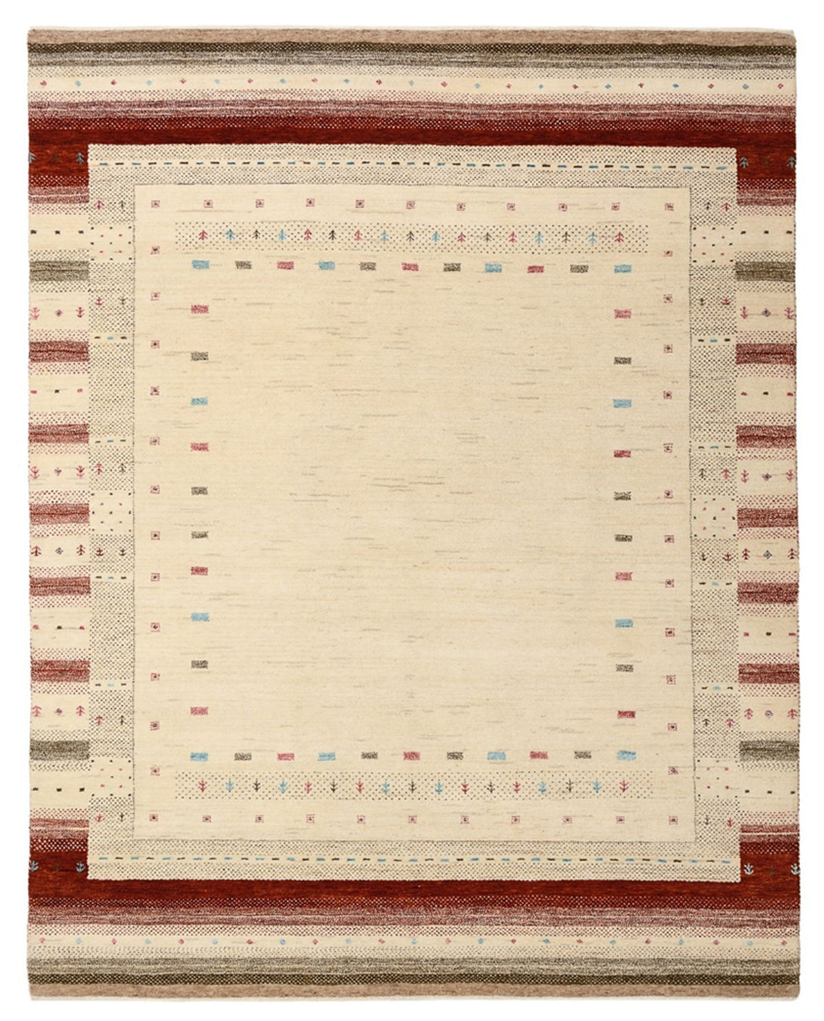 Gabbeh-tæppe - Loribaft Indus - 198 x 156 cm - lys beige