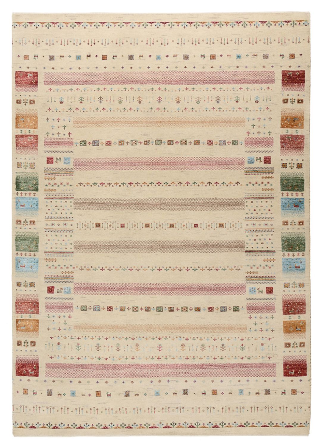 Gabbeh-tæppe - Loribaft Indus - 246 x 174 cm - lys beige