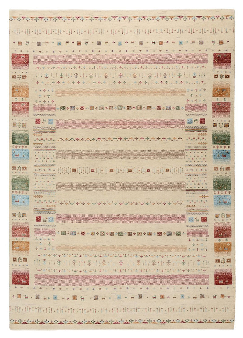 Gabbeh-tæppe - Loribaft Indus - 246 x 174 cm - lys beige
