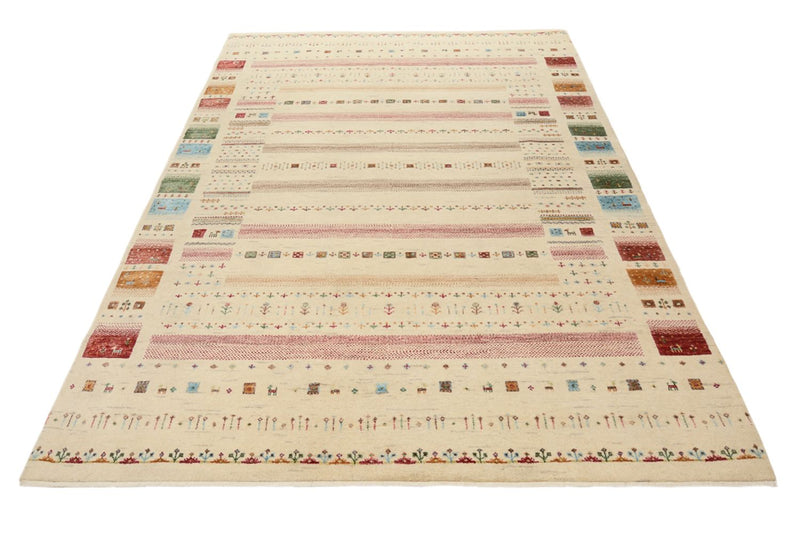Gabbeh-tæppe - Loribaft Indus - 246 x 174 cm - lys beige