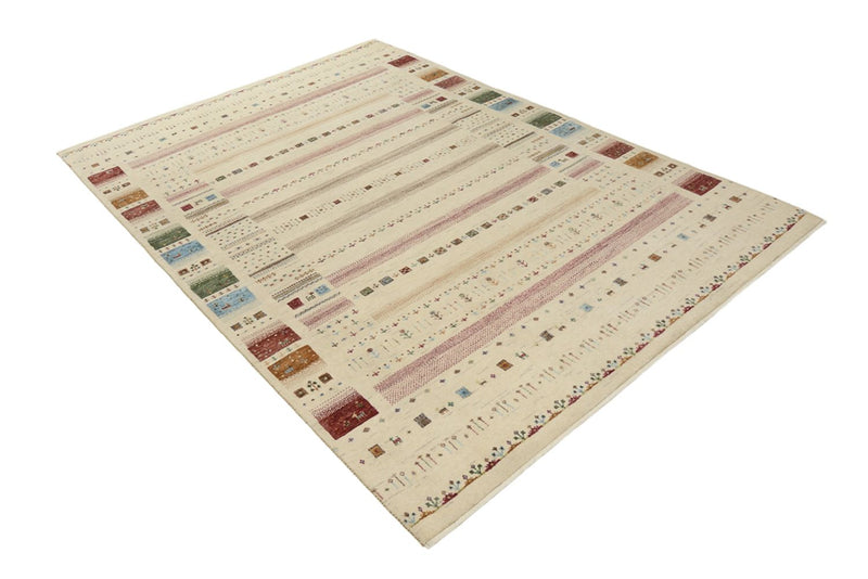 Gabbeh-tæppe - Loribaft Indus - 246 x 174 cm - lys beige