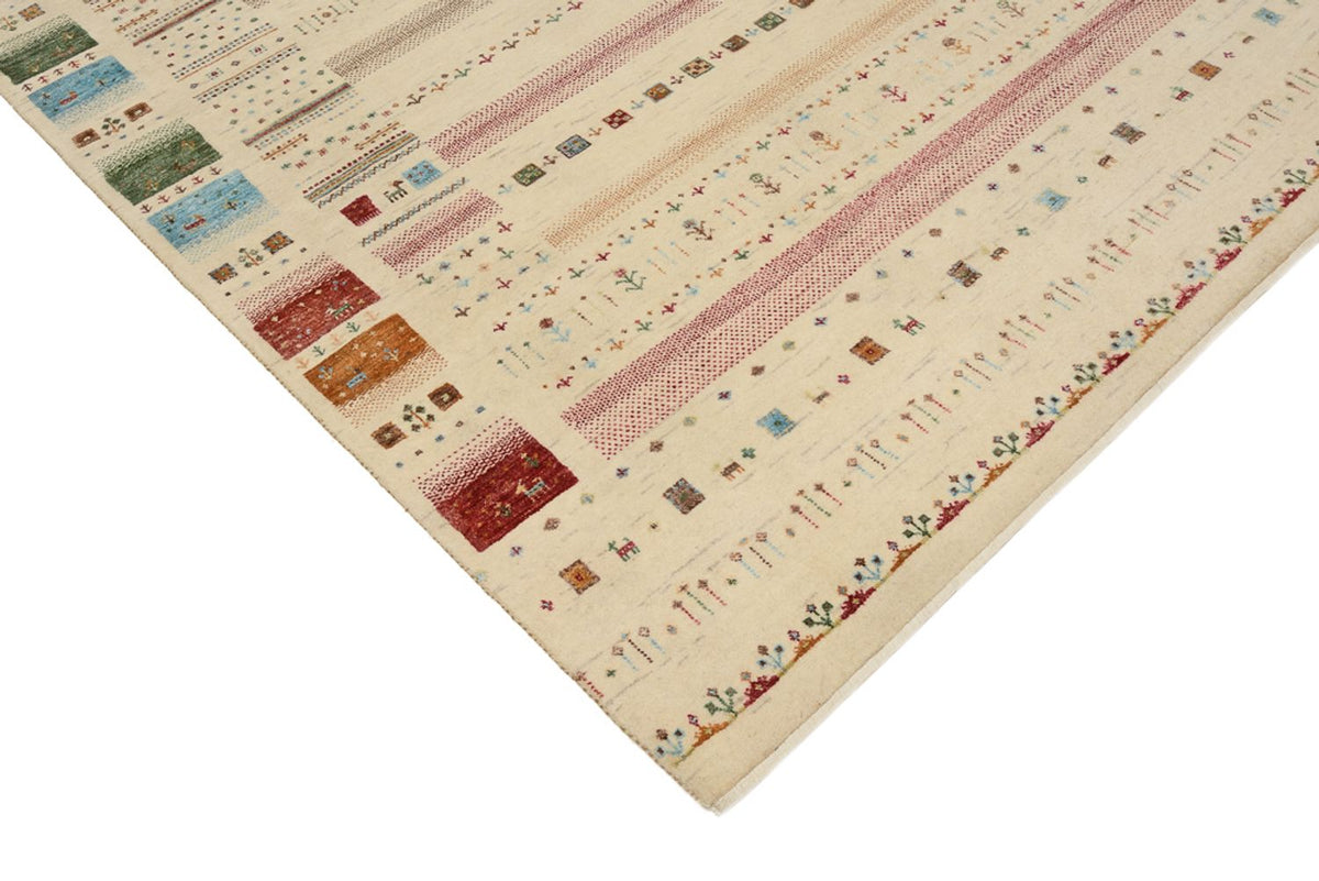 Gabbeh-tæppe - Loribaft Indus - 246 x 174 cm - lys beige