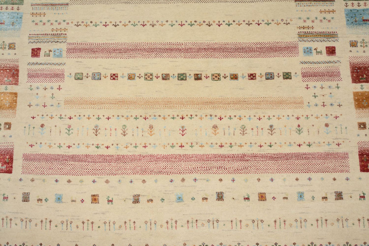 Gabbeh-tæppe - Loribaft Indus - 246 x 174 cm - lys beige