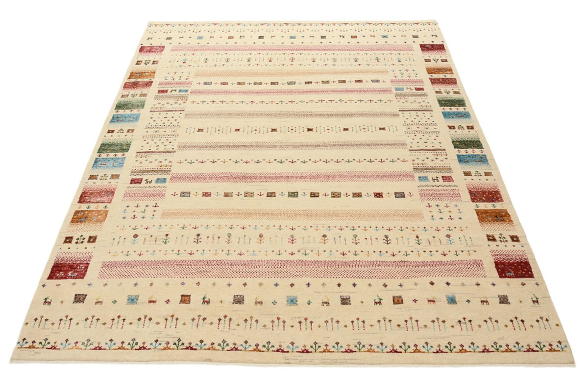 Gabbeh-tæppe - Loribaft Indus - 201 x 155 cm - lys beige