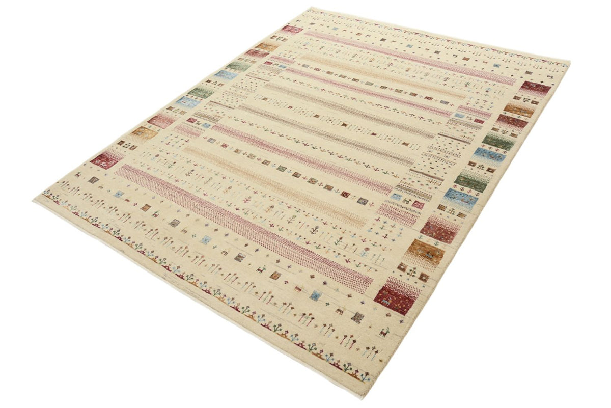 Gabbeh-tæppe - Loribaft Indus - 201 x 155 cm - lys beige