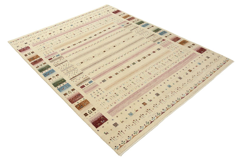 Gabbeh-tæppe - Loribaft Indus - 201 x 155 cm - lys beige