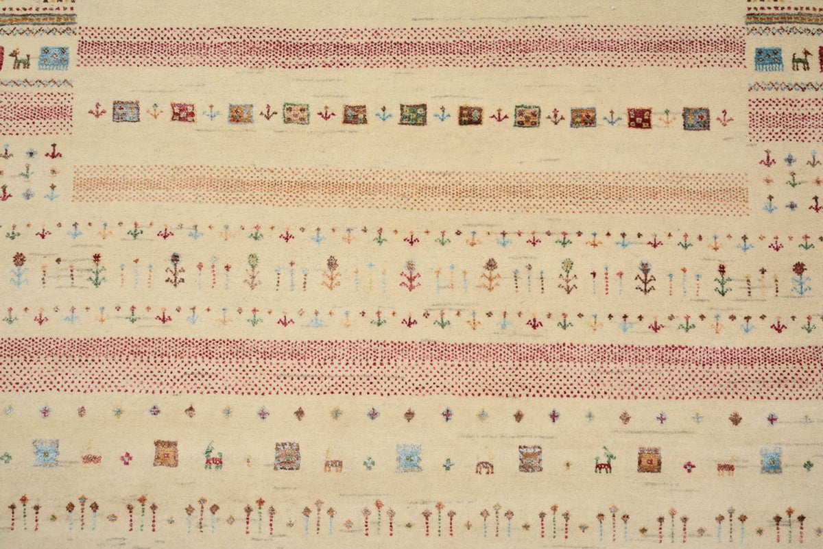 Gabbeh-tæppe - Loribaft Indus - 201 x 155 cm - lys beige