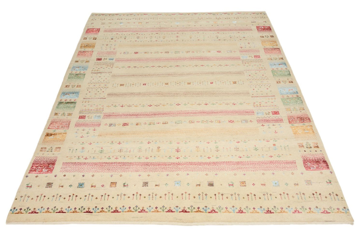 Gabbeh-tæppe - Loribaft Indus - 201 x 155 cm - lys beige