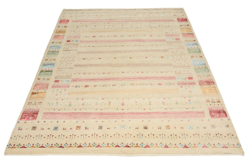 Gabbeh-tæppe - Loribaft Indus - 201 x 155 cm - lys beige