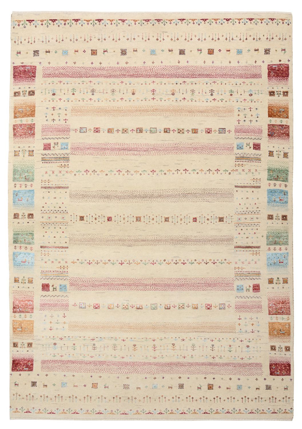 Gabbeh-tæppe - Loribaft Indus - 206 x 149 cm - lys beige