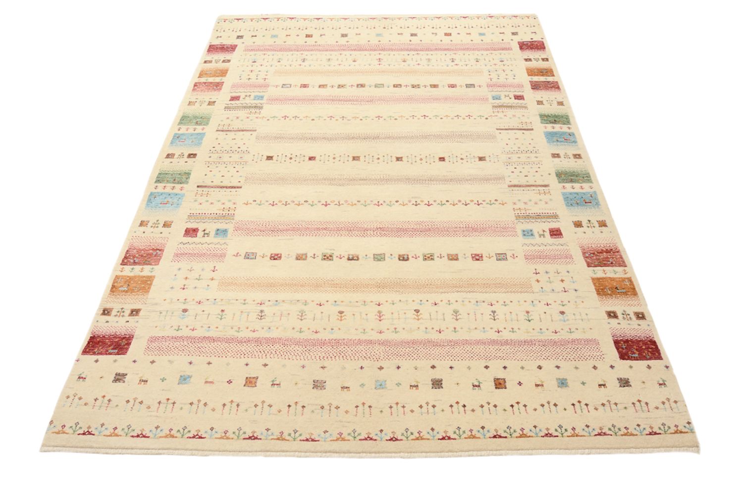 Gabbeh-tæppe - Loribaft Indus - 206 x 149 cm - lys beige