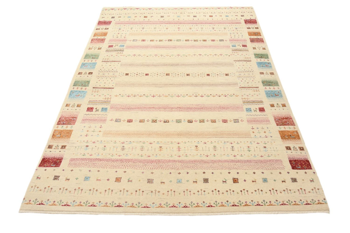 Gabbeh-tæppe - Loribaft Indus - 206 x 149 cm - lys beige