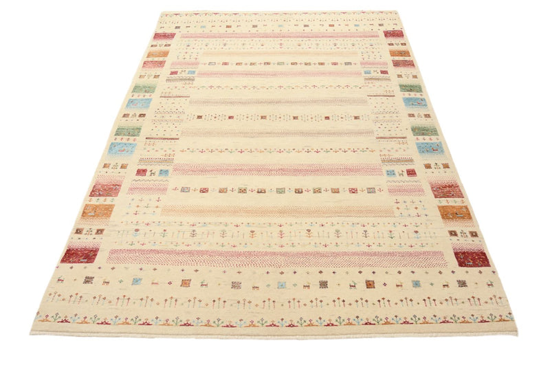 Gabbeh-tæppe - Loribaft Indus - 206 x 149 cm - lys beige