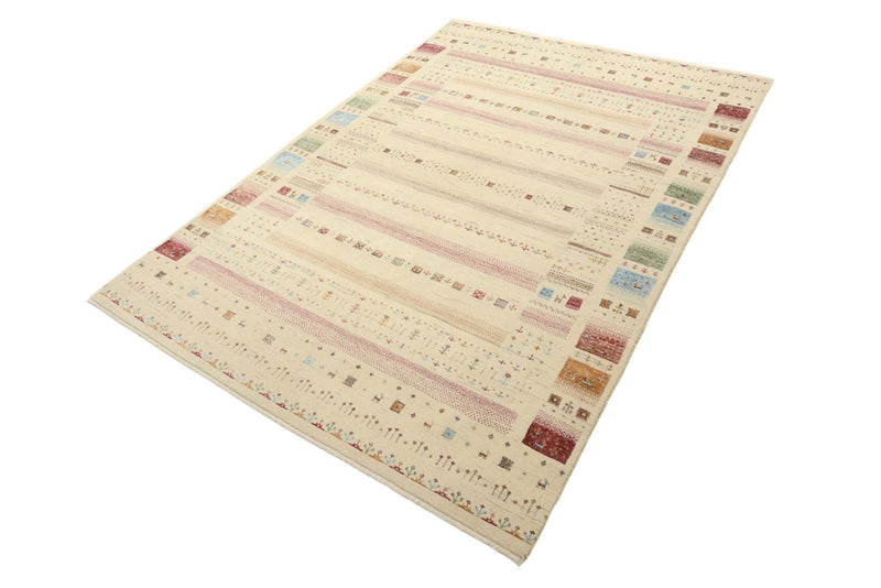 Gabbeh-tæppe - Loribaft Indus - 206 x 149 cm - lys beige