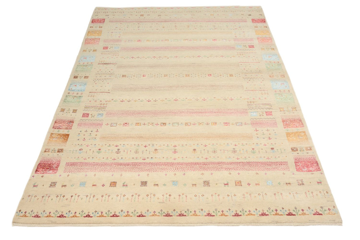 Gabbeh-tæppe - Loribaft Indus - 206 x 149 cm - lys beige