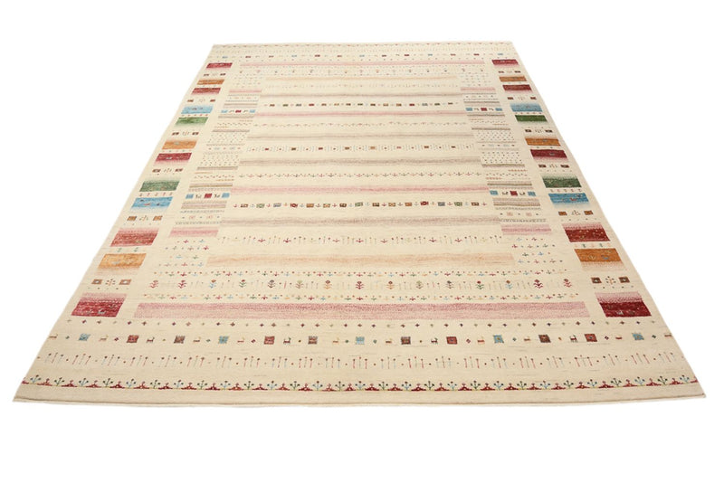 Gabbeh-tæppe - Loribaft Indus - 356 x 251 cm - lys beige