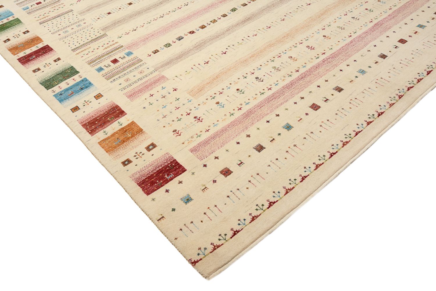 Gabbeh-tæppe - Loribaft Indus - 356 x 251 cm - lys beige