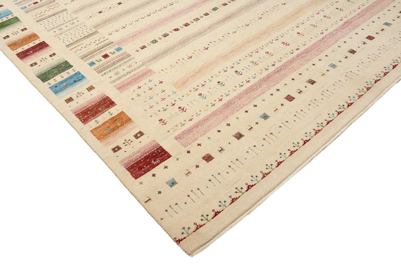 Gabbeh-tæppe - Loribaft Indus - 356 x 251 cm - lys beige