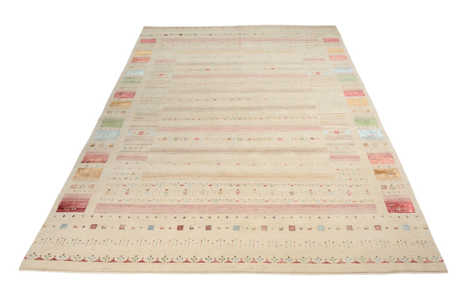 Gabbeh-tæppe - Loribaft Indus - 356 x 251 cm - lys beige