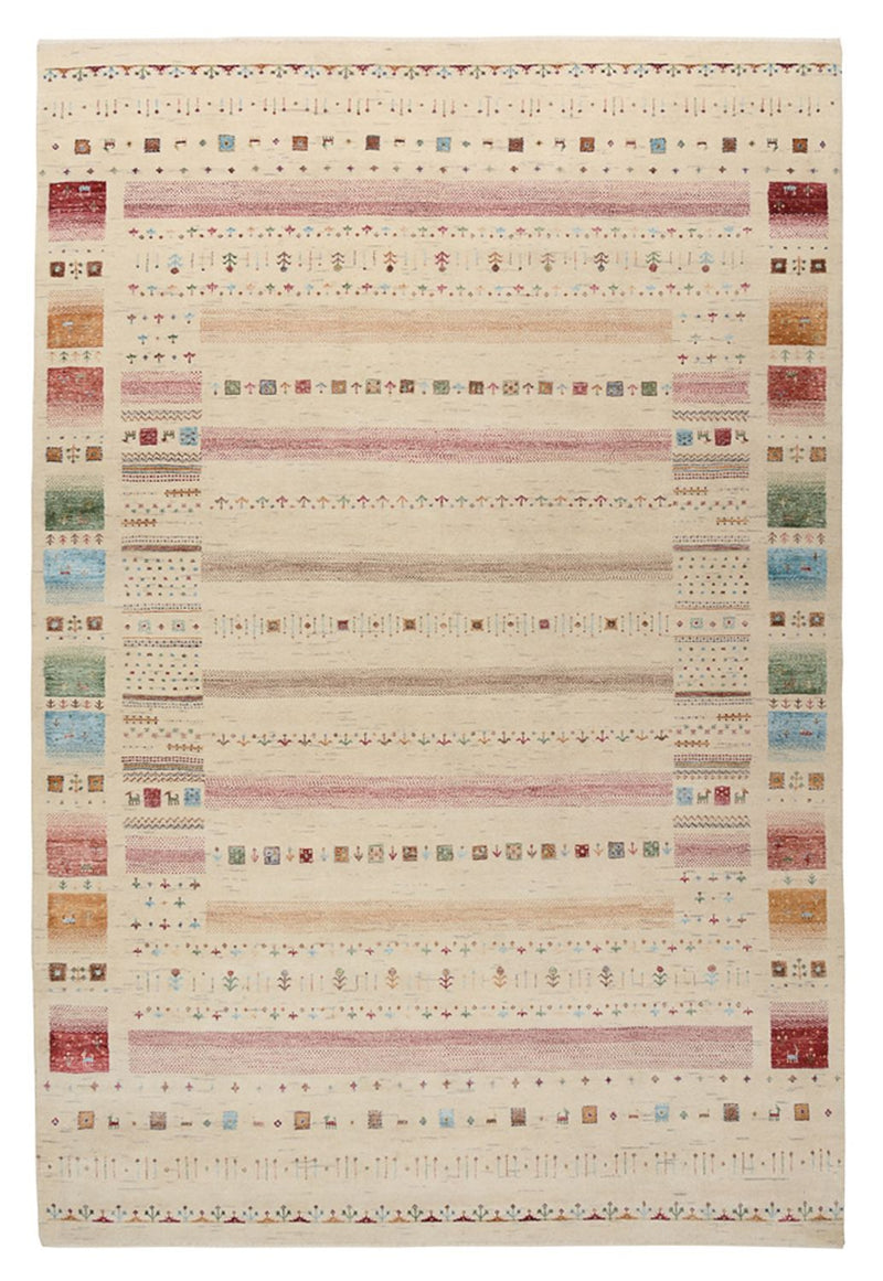 Gabbeh-tæppe - Loribaft Indus - 304 x 203 cm - lys beige