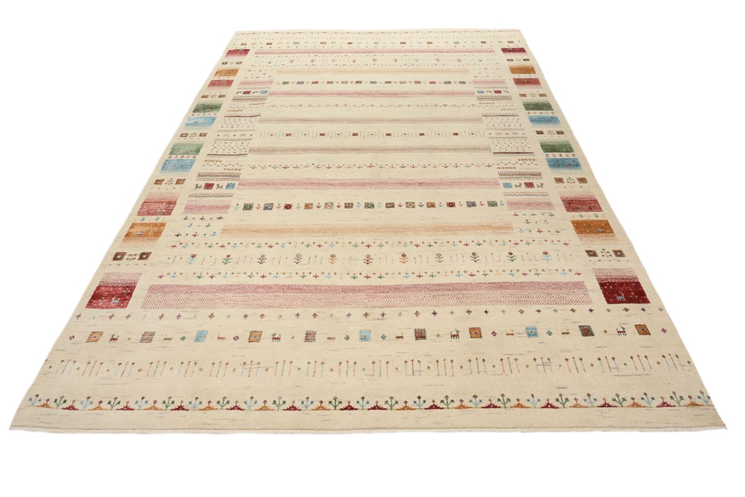 Gabbeh-tæppe - Loribaft Indus - 304 x 203 cm - lys beige