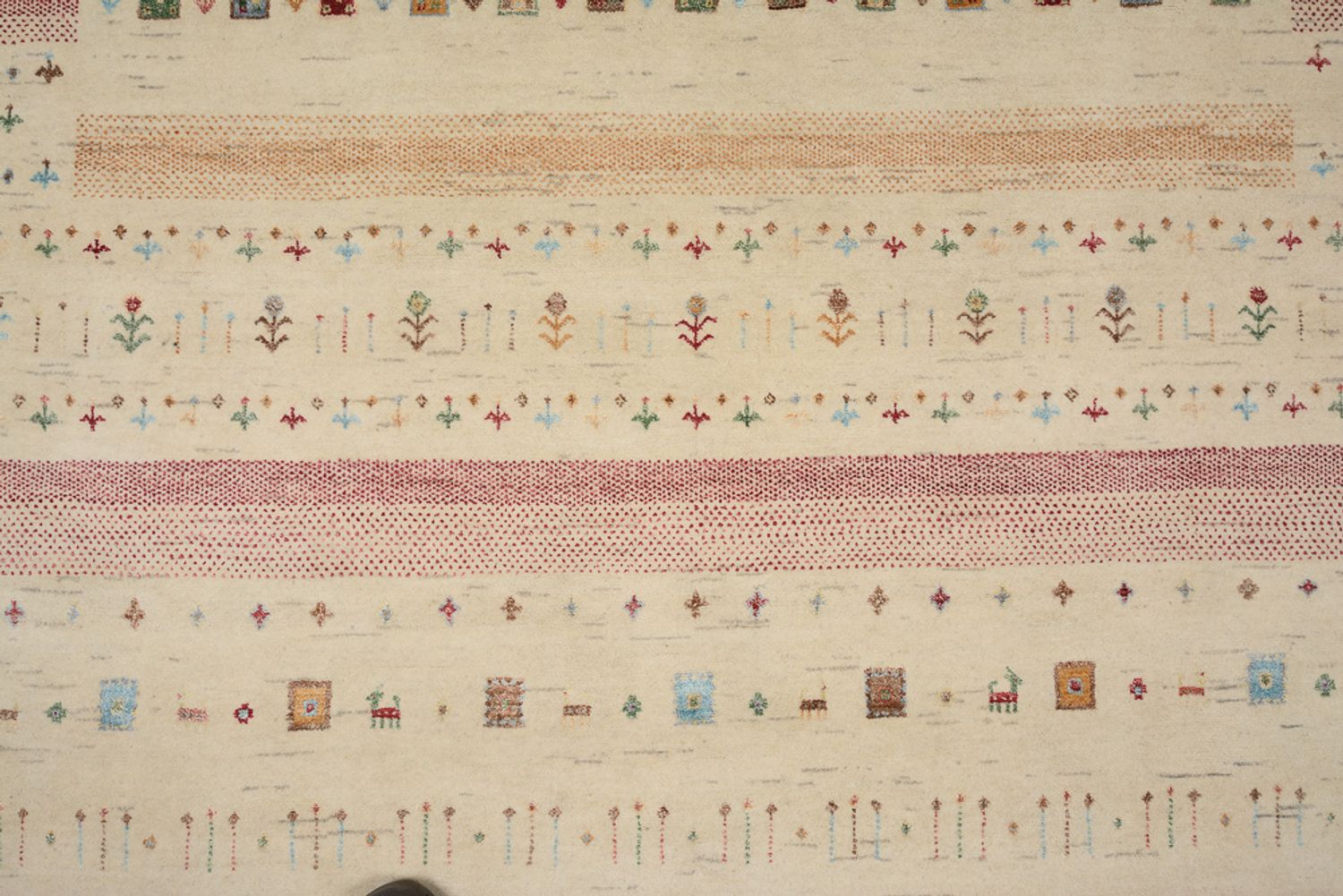 Gabbeh-tæppe - Loribaft Indus - 304 x 203 cm - lys beige