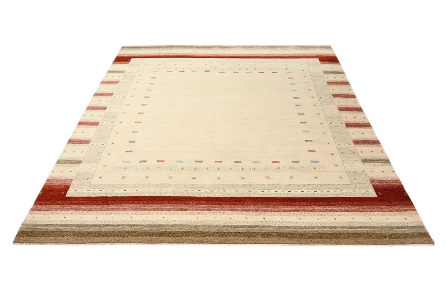 Gabbeh-tæppe - Loribaft Indus - 300 x 254 cm - lys beige