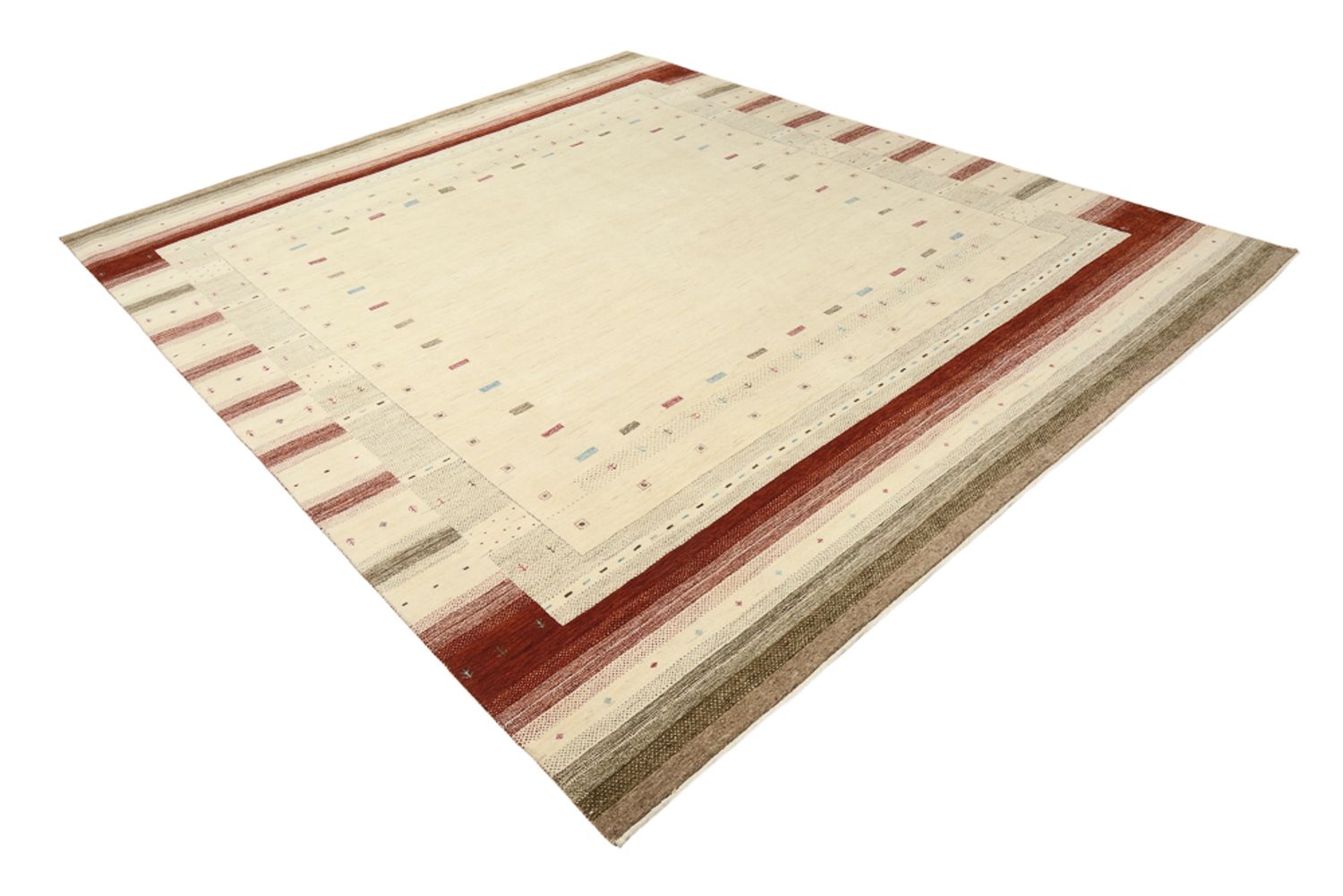 Gabbeh-tæppe - Loribaft Indus - 300 x 254 cm - lys beige