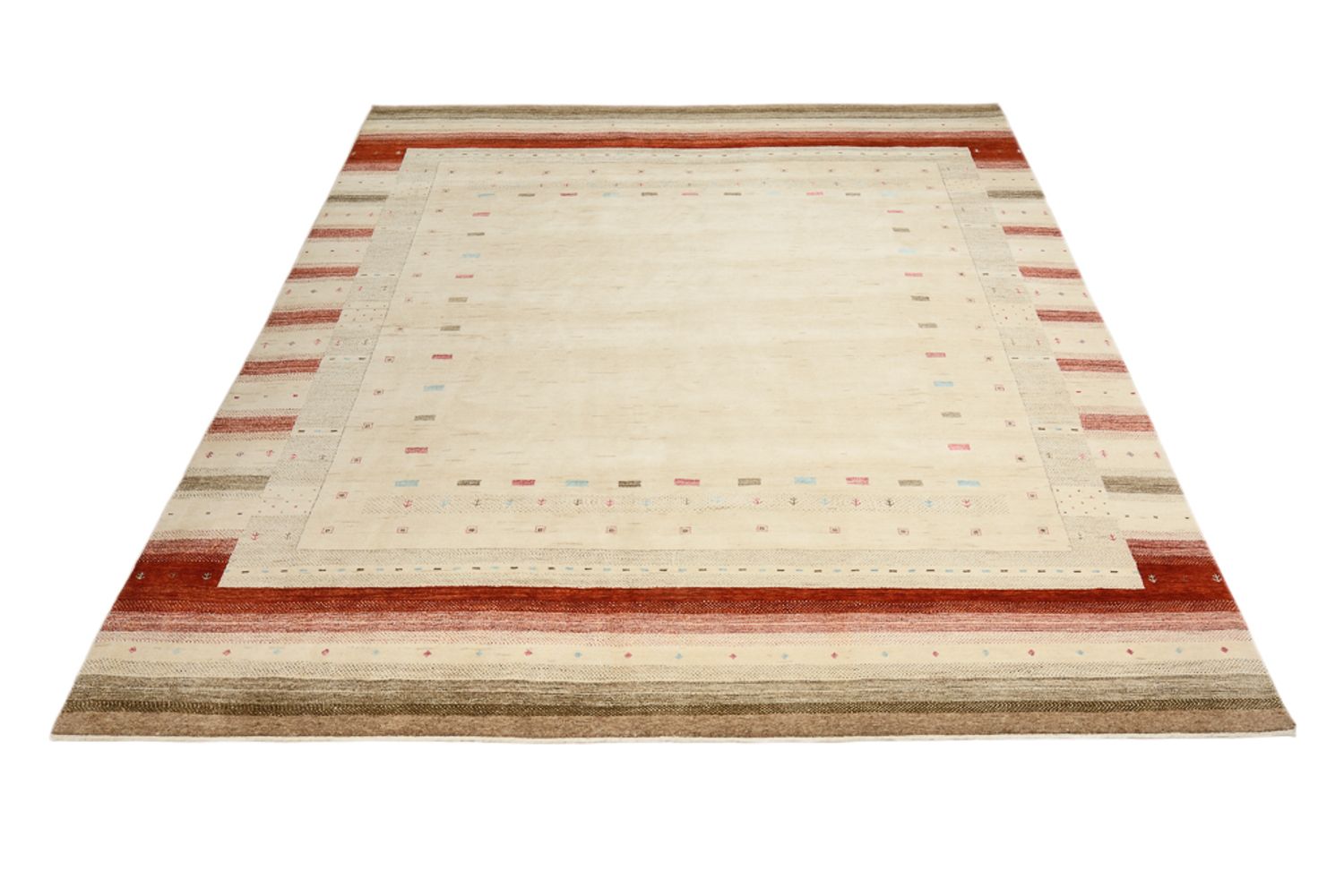 Gabbeh-tæppe - Loribaft Indus - 300 x 254 cm - lys beige