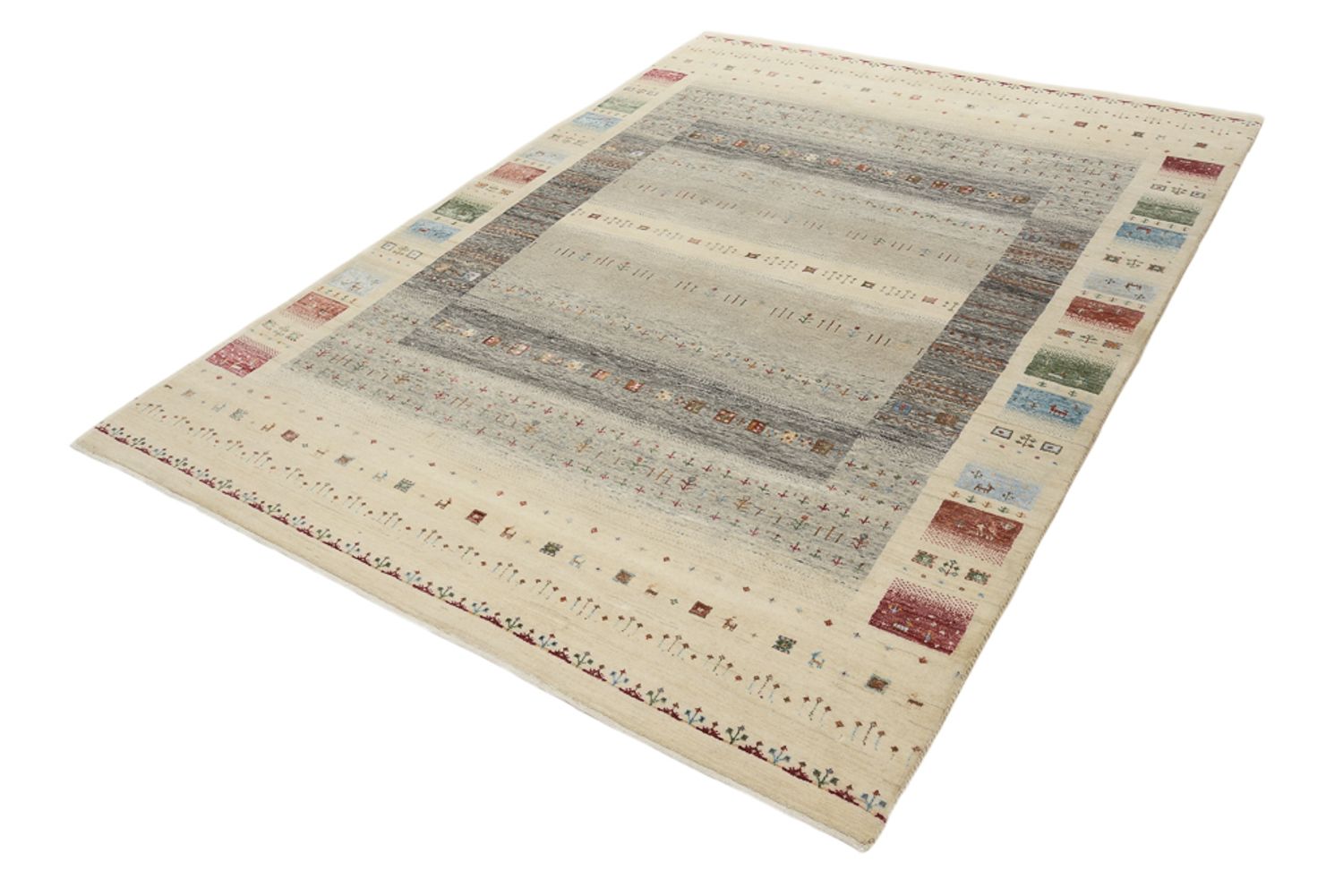Gabbeh-tæppe - Loribaft Indus - 244 x 177 cm - lys beige