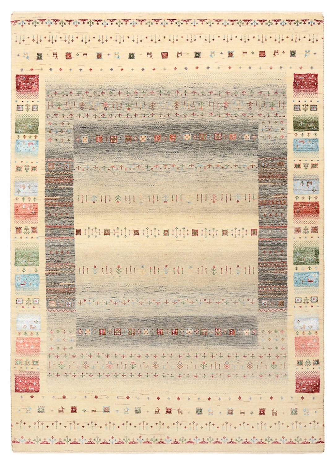 Gabbeh-tæppe - Loribaft Indus - 204 x 146 cm - lys beige