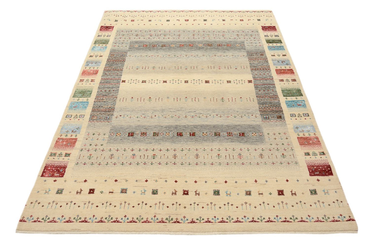 Gabbeh-tæppe - Loribaft Indus - 204 x 146 cm - lys beige