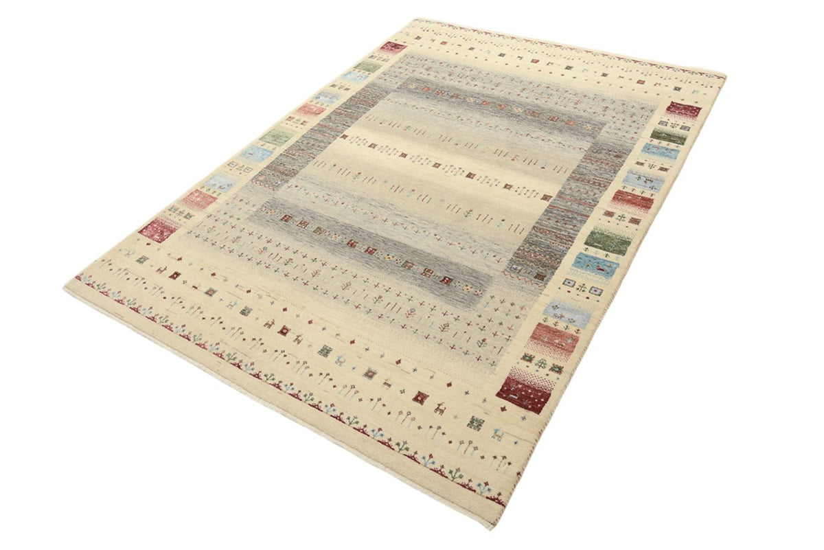Gabbeh-tæppe - Loribaft Indus - 204 x 146 cm - lys beige