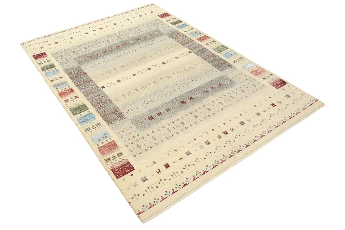 Gabbeh-tæppe - Loribaft Indus - 204 x 146 cm - lys beige