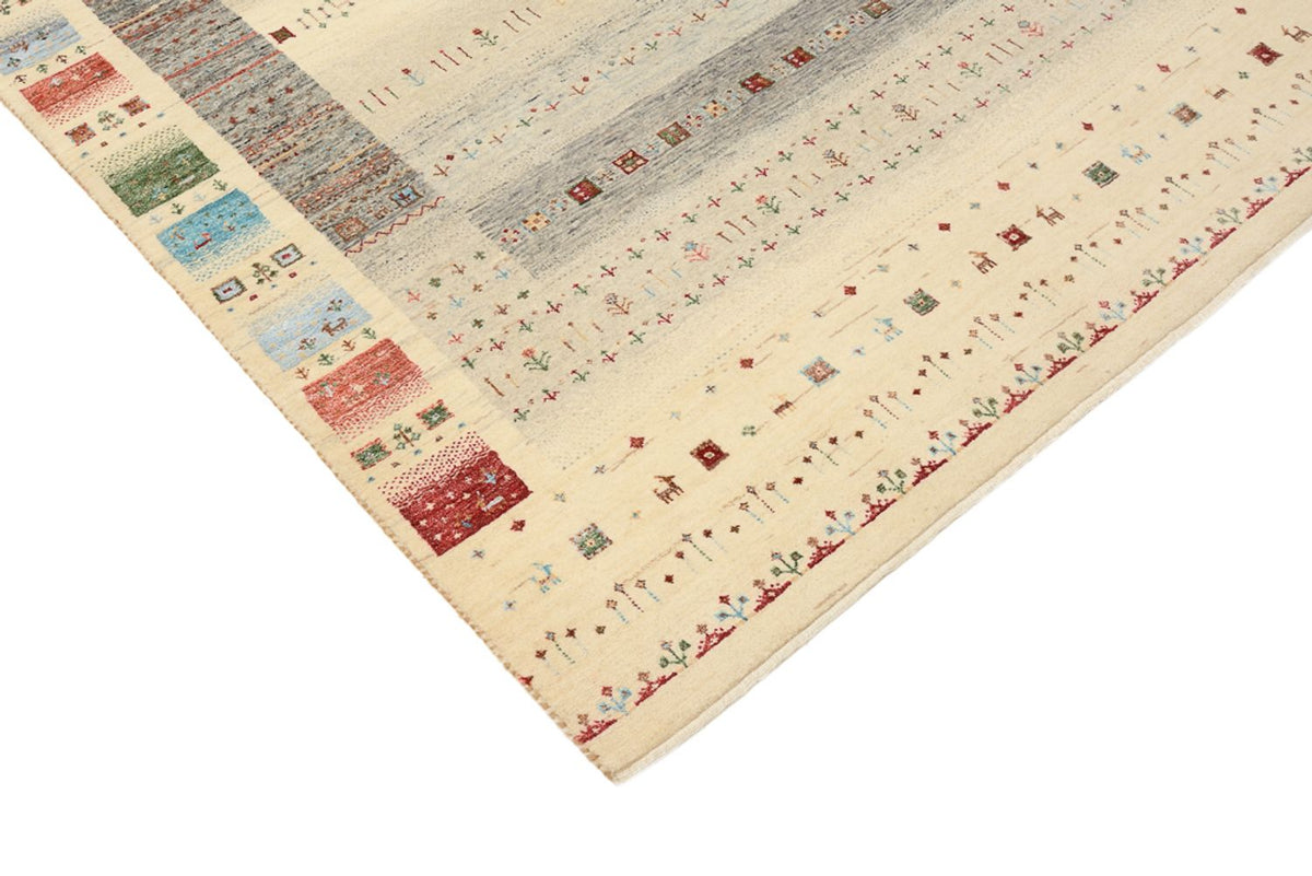 Gabbeh-tæppe - Loribaft Indus - 204 x 146 cm - lys beige