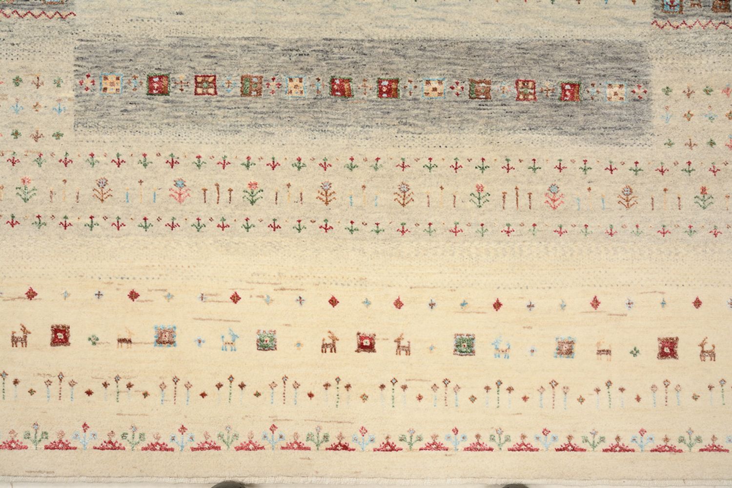 Gabbeh-tæppe - Loribaft Indus - 204 x 146 cm - lys beige