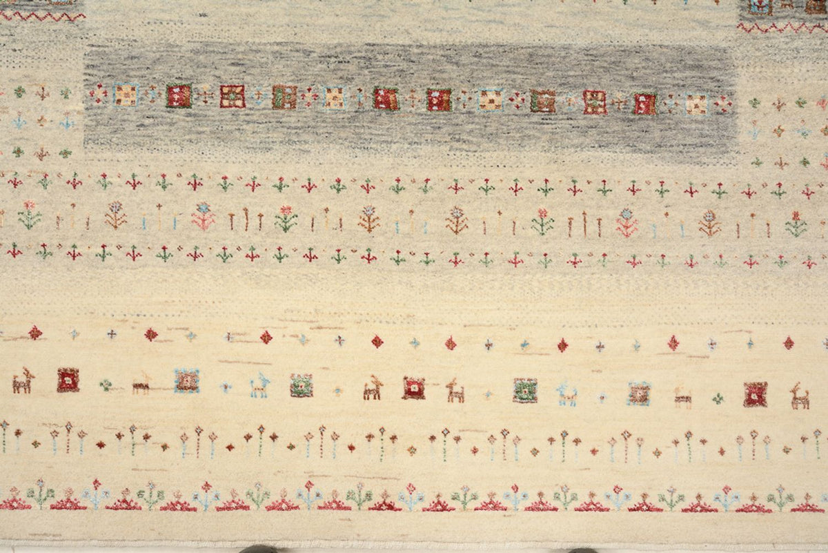Gabbeh-tæppe - Loribaft Indus - 204 x 146 cm - lys beige